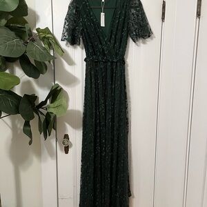 Green Floral Embroidered Fabric